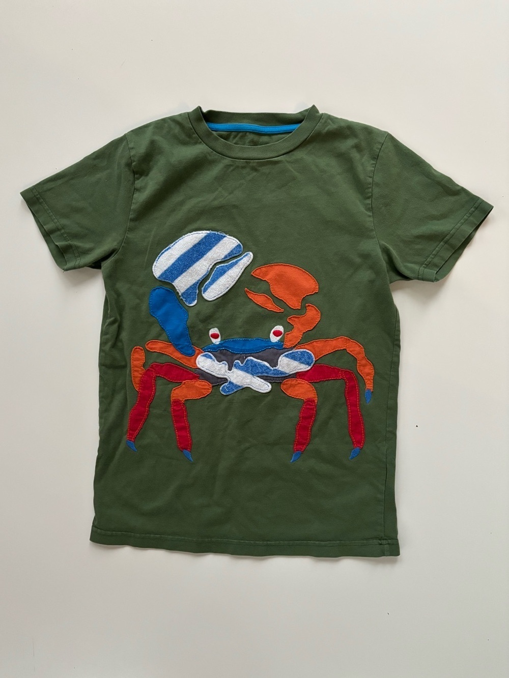 Mini Boden Boys Green Crab Short Sleeve Tee 100% Cotton Size 9-10